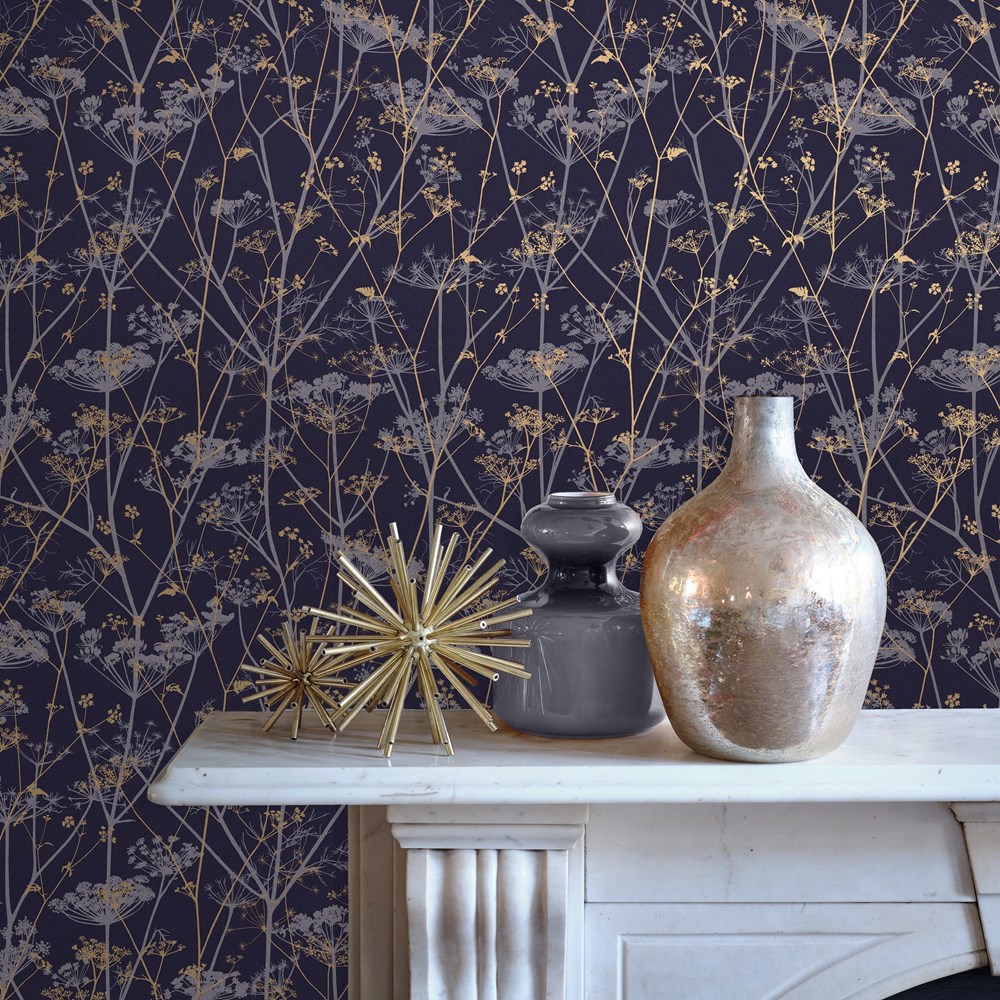 Wild Chervil Wallpaper 120399 by Clarissa Hulse in Blackberry Gold